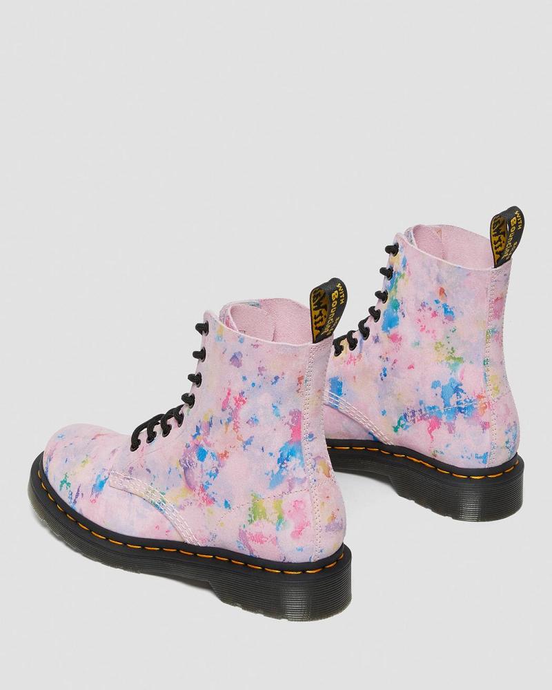 Women's Dr Martens 1460 Pascal Confetti Suede Lace Up Boots Pink | AU 183SGL